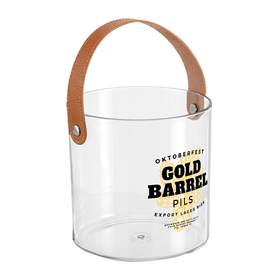 Leather-Strap Clear Drink Buckets - Custom Cups Now