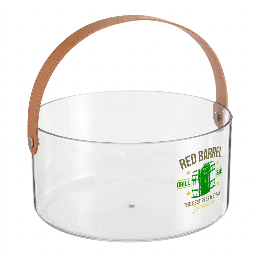 Leather-Strap Clear Drink Buckets - Custom Cups Now