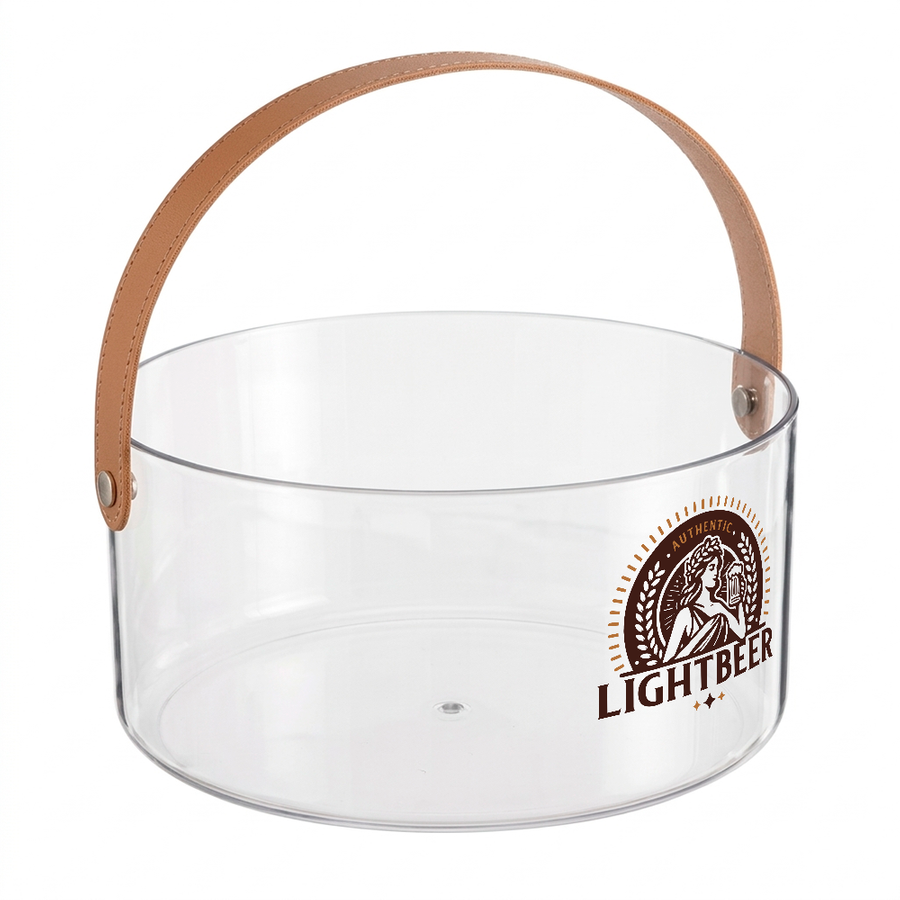 Leather-Strap Clear Drink Buckets - Custom Cups Now