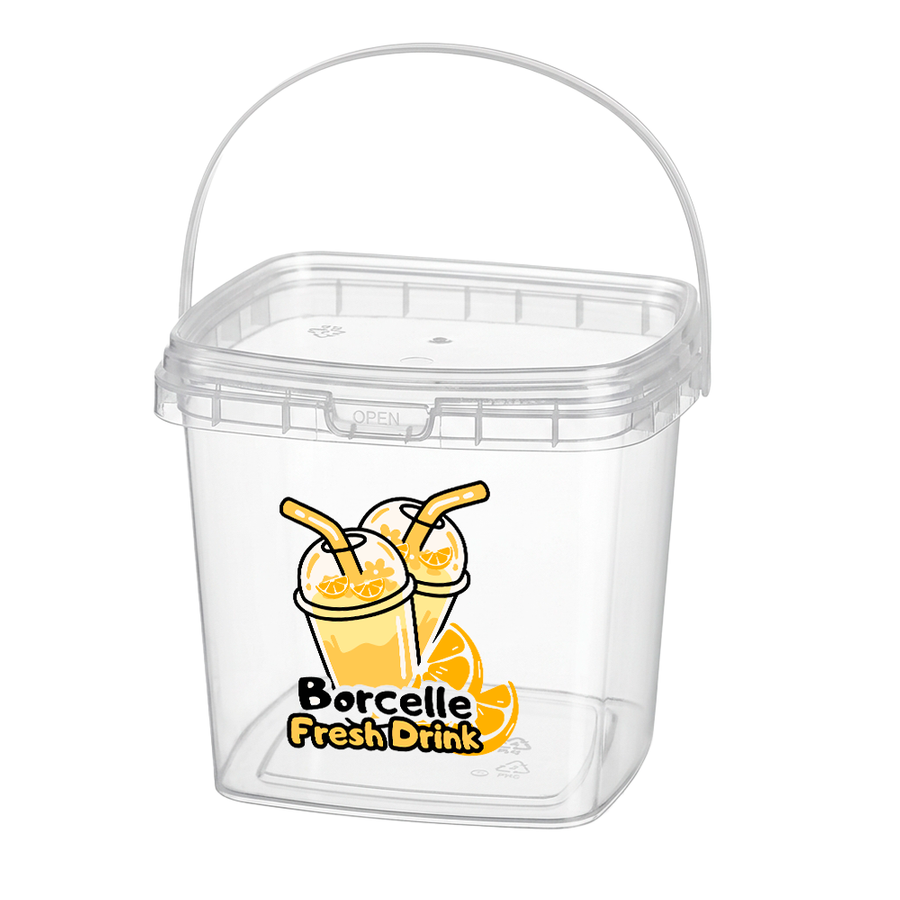 Square Transparent Drink Buckets - Custom Cups Now