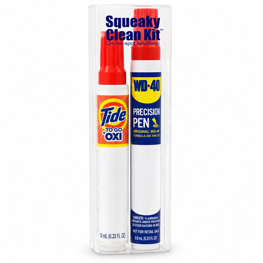 Squeaky Clean Kit - WD-40® Precision Pens and Tide® to Go + Oxi Travel Kits - Custom Cups Now