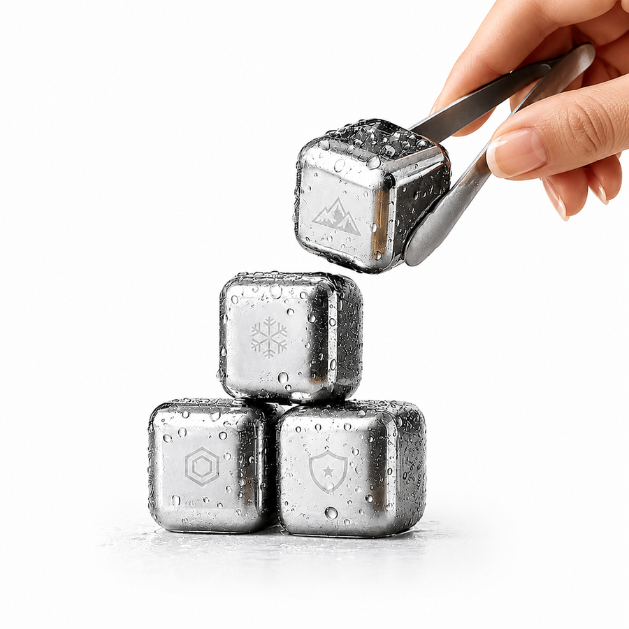 Silver Stainless Steel Ice Cubes - Custom Cups Now