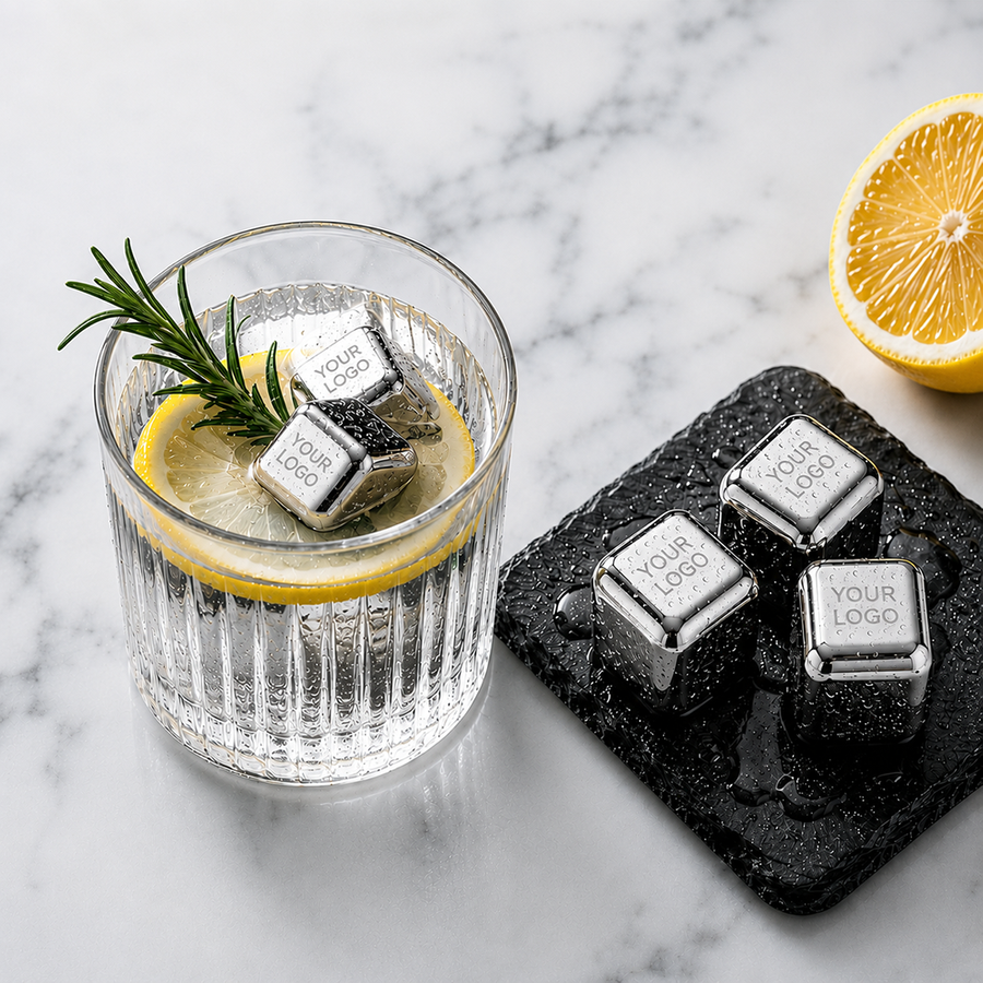 Silver Stainless Steel Ice Cubes - Custom Cups Now