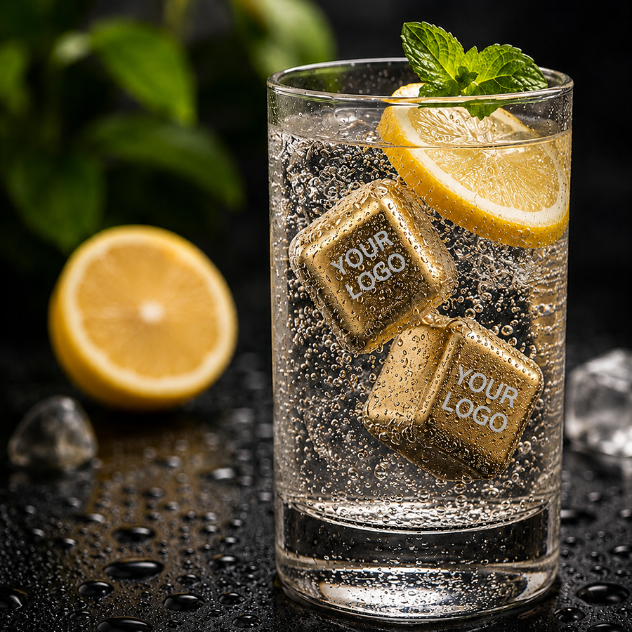 Gold Stainless Steel Ice Cubes - Custom Cups Now