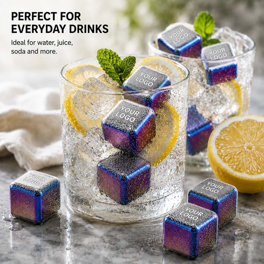 Rainbow Stainless Steel Ice Cubes - Custom Cups Now