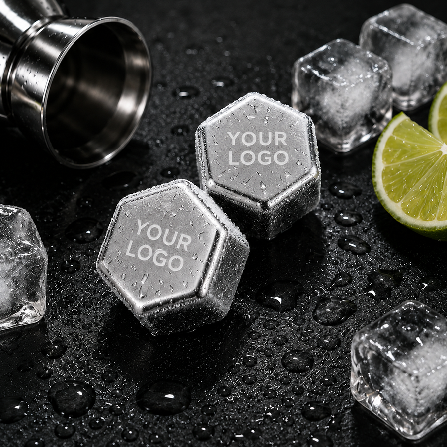 Hexagon Stainless Steel Ice Cubes - Custom Cups Now