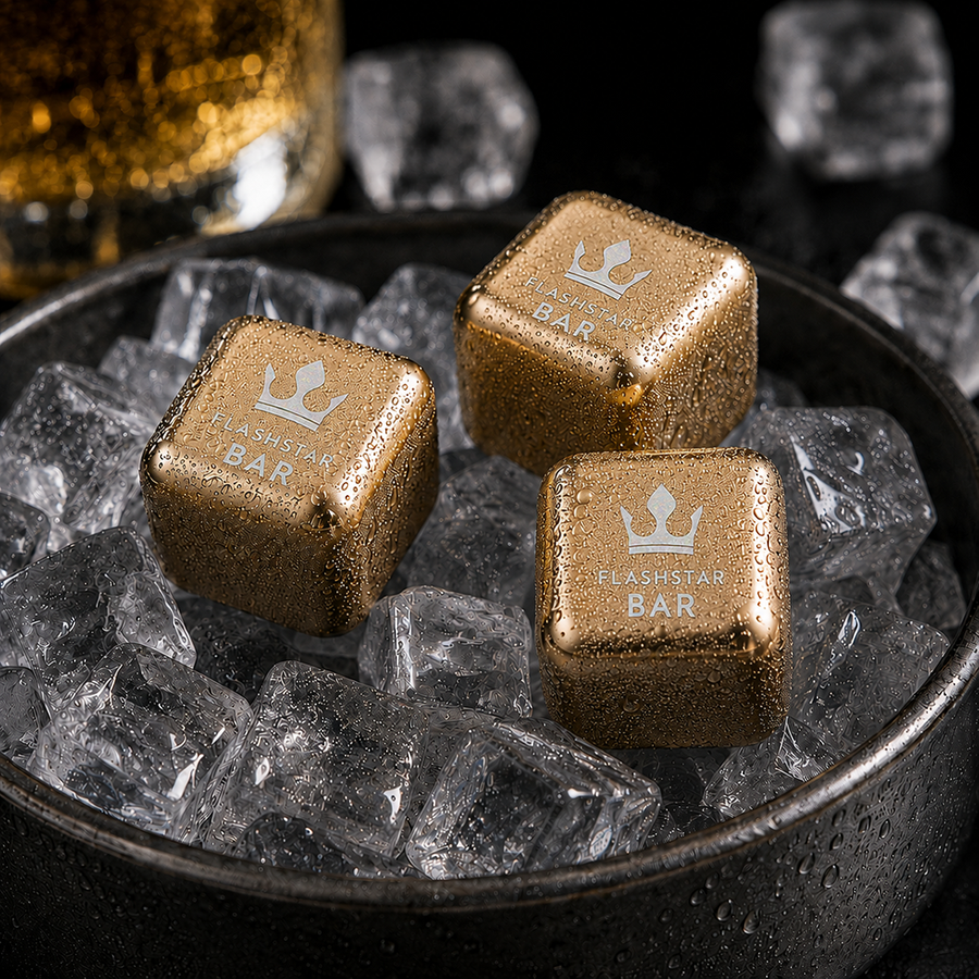 Gold Stainless Steel Ice Cubes - Custom Cups Now