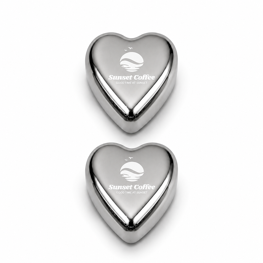 Heart-Shaped Stainless Steel Ice Cubes - Custom Cups Now