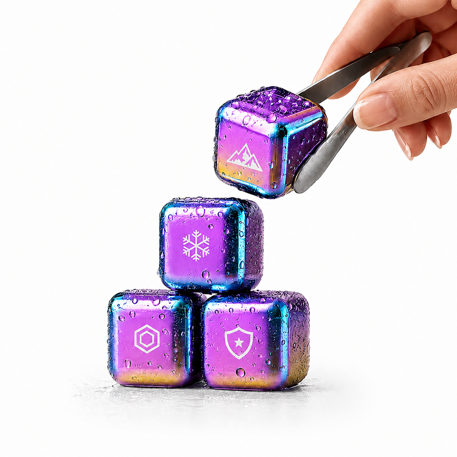 Rainbow Stainless Steel Ice Cubes - Custom Cups Now