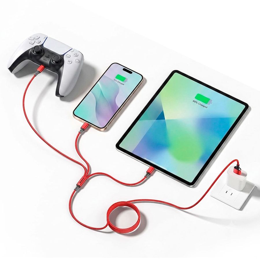 Nylon Braided 3-in-1 Charging Cables - Custom Cups Now