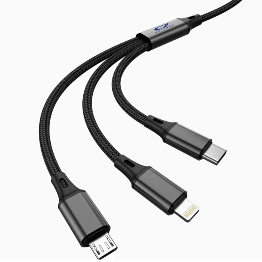 Nylon Braided 3-in-1 Charging Cables - Custom Cups Now